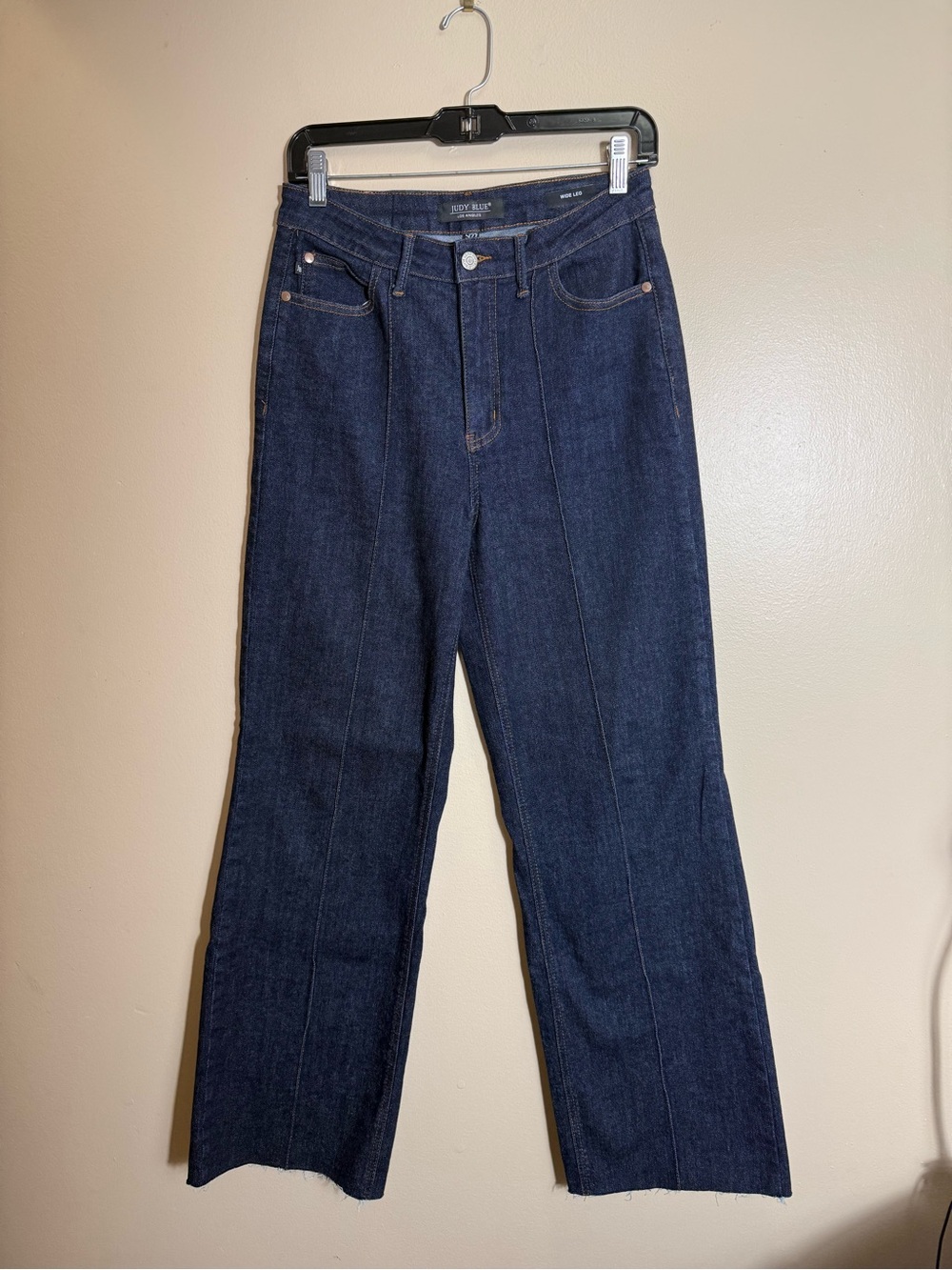 Judy Blue Wide Leg Jeans Size 5/27 Dark Wash Raw Hem Y2K